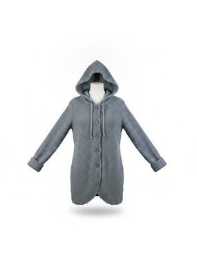 Exclusively For Signals Womens Gray Cotton Hooded Button Jacket Size S